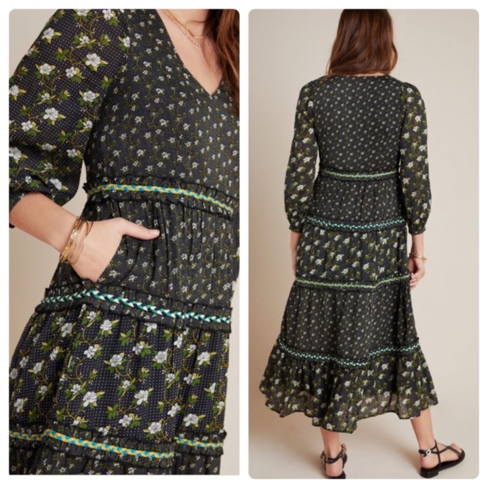 💝Anthropologie Karoline boho inspired tiered maxi - Picture 2 of 10